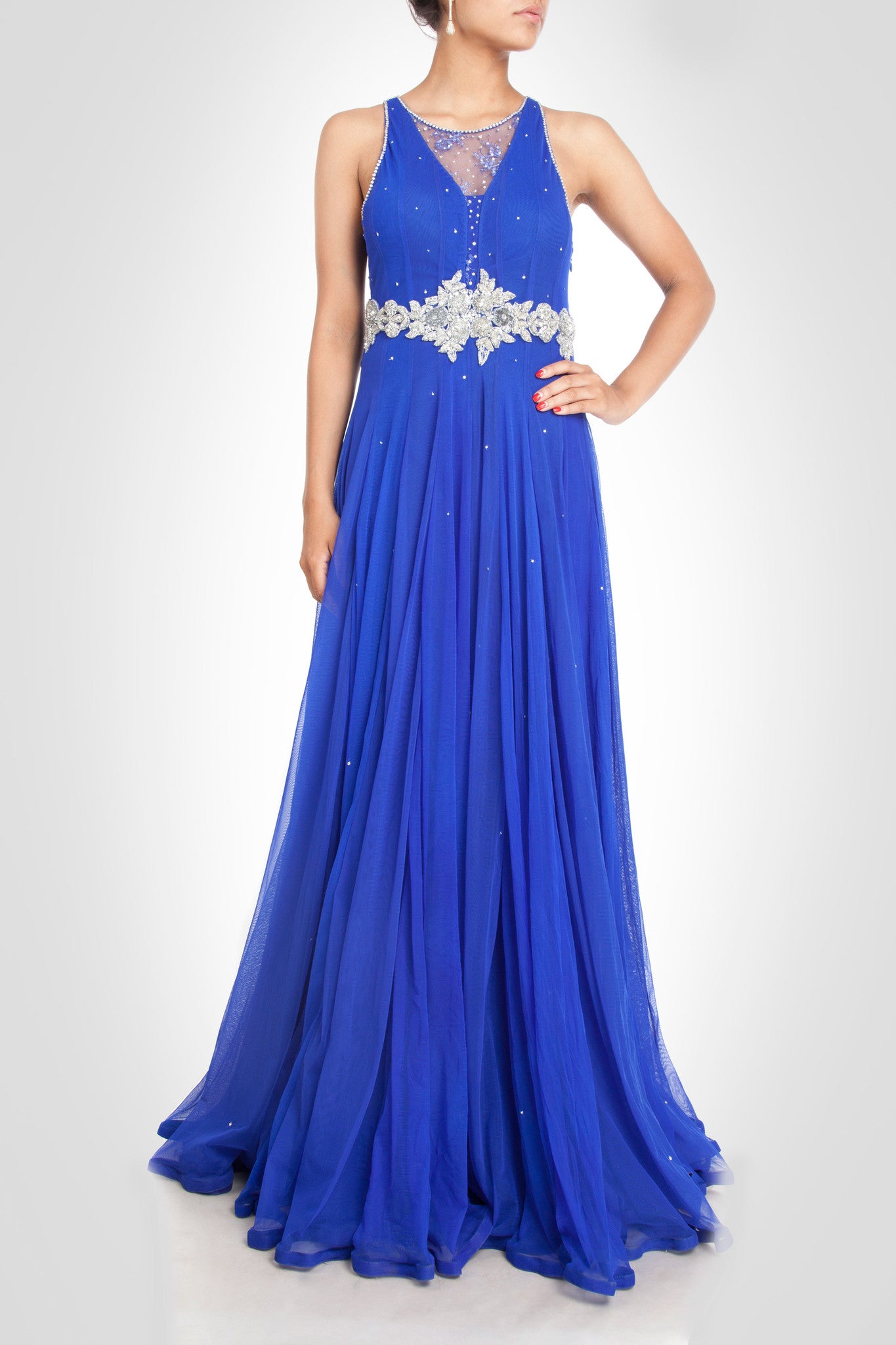 Royal Blue Stylish Drape Gown for Women - Dress me Royal
